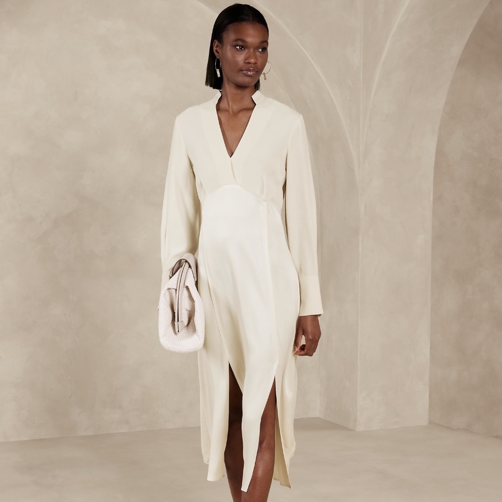 New! BANANA REPUBLIC Susana Midi Dress, in Stone Wash, size 14 🎁 - Picture 4 of 7